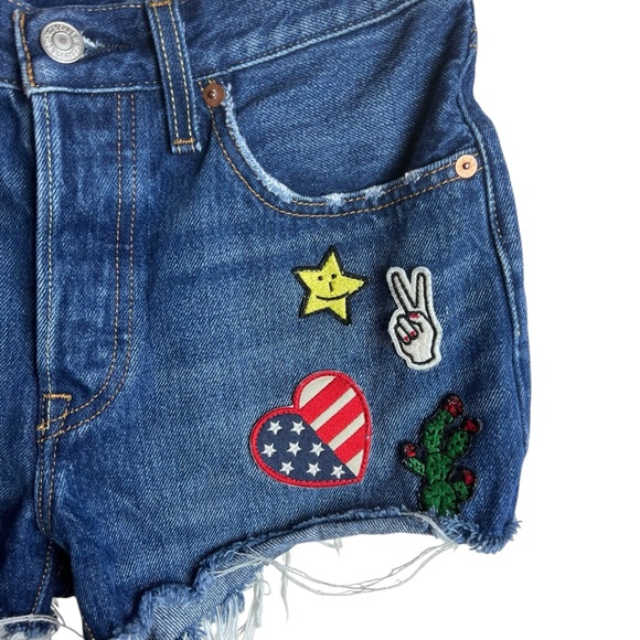 Levi’s Original Fit 501 Jean Shirts with Colorful Patches Size 26 - Picture 4 of 14